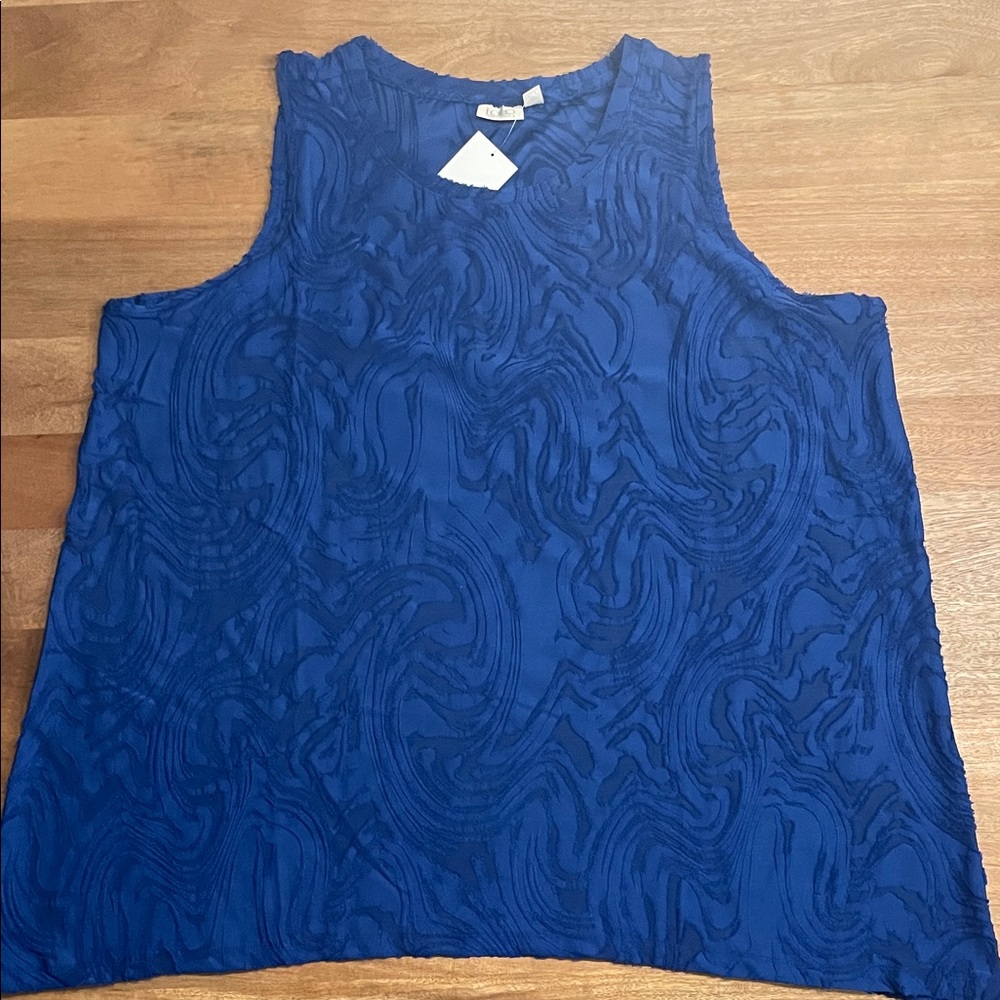 LOGO by Lori Goldstein Swirl Pattern Blue Tank Top — NWT